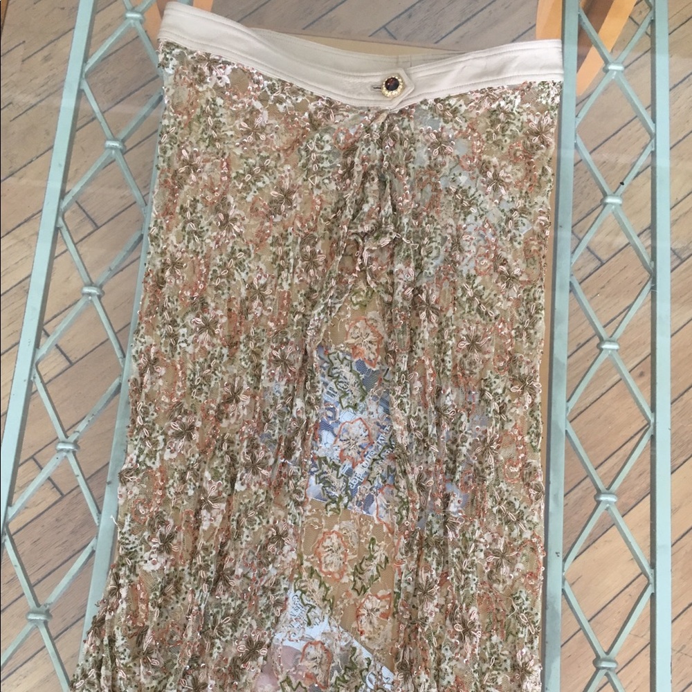 Embroidered Bead and Lace Skirt/Wrap